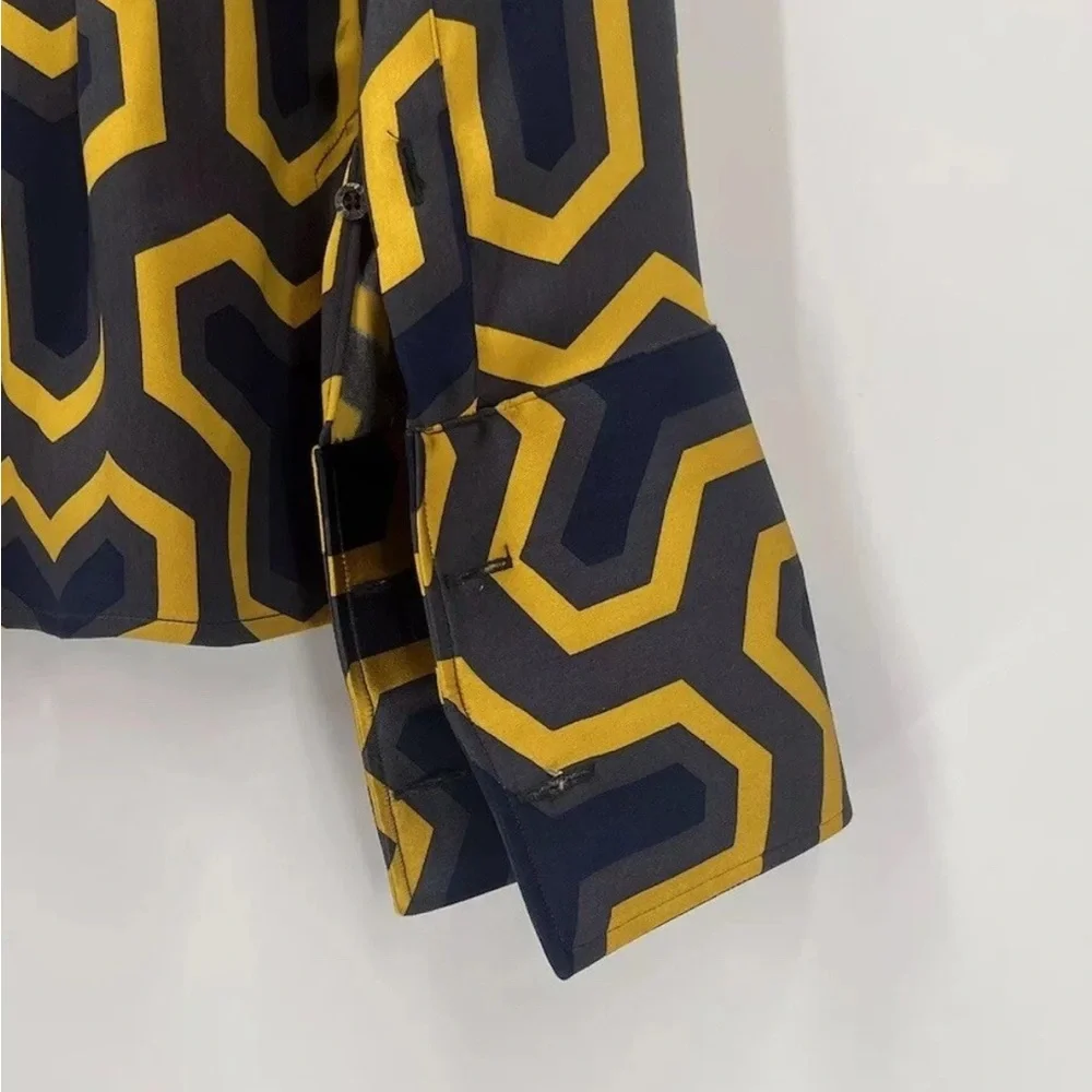 Gucci Yellow and Black Geometric satin Men's Shirt 40/15 1/2